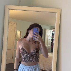 NWOT urban outfitters leopard corset type tie tank